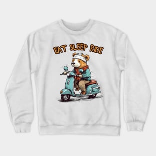 A cute teddy bear riding scooter bike Crewneck Sweatshirt